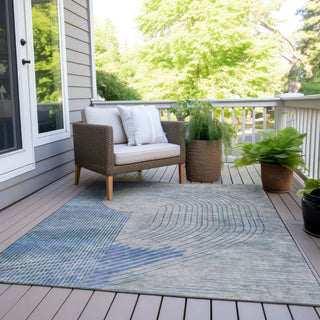 Piper Looms Chantille Geometric ACN2003 Blue Machine Washable Area Rug Outdoor Lifestyle Image Feature