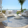 Piper Looms Chantille Geometric ACN2003 Blue Machine Washable Area Rug Round Outdoor Lifestyle Image Feature