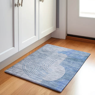 Piper Looms Chantille Geometric ACN2003 Blue Machine Washable Area Rug Scatter Lifestyle Image Feature