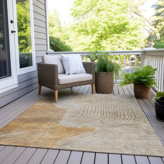 Piper Looms Chantille Geometric ACN2003 Gold Machine Washable Area Rug Outdoor Lifestyle Image Feature