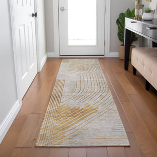 Piper Looms Chantille Geometric ACN2003 Gold Machine Washable Area Rug Runner Lifestyle Image Feature