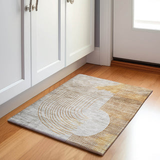 Piper Looms Chantille Geometric ACN2003 Gold Machine Washable Area Rug Scatter Lifestyle Image Feature