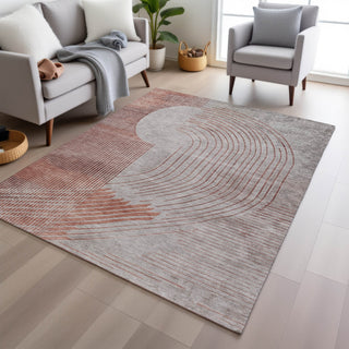 Piper Looms Chantille Geometric ACN2003 Salmon Machine Washable Area Rug Lifestyle Image Feature