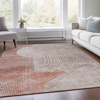 Piper Looms Chantille Geometric ACN2003 Salmon Machine Washable Area Rug Lifestyle Image Feature