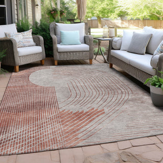 Piper Looms Chantille Geometric ACN2003 Salmon Machine Washable Area Rug Outdoor Lifestyle Image Feature