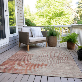Piper Looms Chantille Geometric ACN2003 Salmon Machine Washable Area Rug Outdoor Lifestyle Image Feature