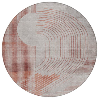 Piper Looms Chantille Geometric ACN2003 Salmon Machine Washable Area Rug Round Main Image