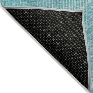 Piper Looms Chantille Geometric ACN2003 Teal Machine Washable Area Rug Backing Image