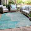 Piper Looms Chantille Geometric ACN2003 Teal Machine Washable Area Rug Outdoor Lifestyle Image Feature