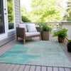 Piper Looms Chantille Geometric ACN2003 Teal Machine Washable Area Rug Outdoor Lifestyle Image Feature