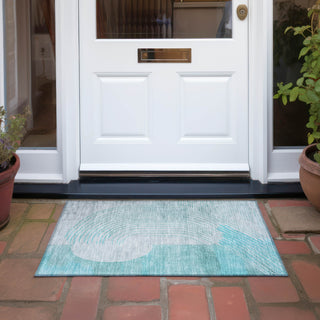Piper Looms Chantille Geometric ACN2003 Teal Machine Washable Area Rug Scatter Outdoor Lifestyle Image Feature