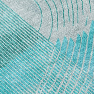 Piper Looms Chantille Geometric ACN2003 Teal Machine Washable Area Rug Swatch Image