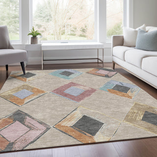 Piper Looms Chantille Geometric ACN2004 Beige Machine Washable Area Rug Lifestyle Image Feature