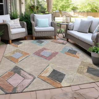 Piper Looms Chantille Geometric ACN2004 Beige Machine Washable Area Rug Outdoor Lifestyle Image Feature