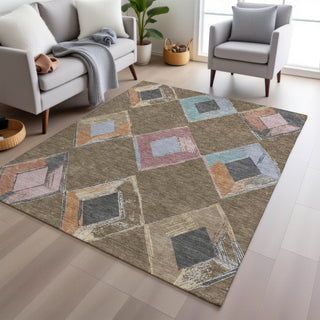Piper Looms Chantille Geometric ACN2004 Brown Machine Washable Area Rug Lifestyle Image Feature