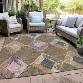 Piper Looms Chantille Geometric ACN2004 Brown Machine Washable Area Rug Outdoor Lifestyle Image Feature