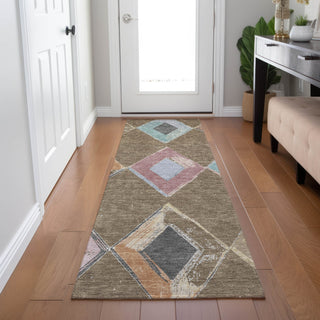 Piper Looms Chantille Geometric ACN2004 Brown Machine Washable Area Rug Runner Lifestyle Image Feature