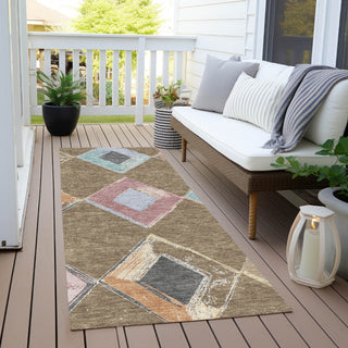 Piper Looms Chantille Geometric ACN2004 Brown Machine Washable Area Rug Runner Outdoor Lifestyle Image Feature