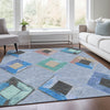 Piper Looms Chantille Geometric ACN2004 Denim Machine Washable Area Rug Lifestyle Image Feature