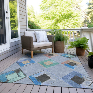 Piper Looms Chantille Geometric ACN2004 Denim Machine Washable Area Rug Outdoor Lifestyle Image Feature