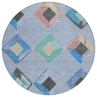 Piper Looms Chantille Geometric ACN2004 Denim Machine Washable Area Rug Round Main Image