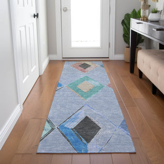 Piper Looms Chantille Geometric ACN2004 Denim Machine Washable Area Rug Runner Lifestyle Image Feature