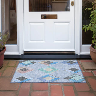 Piper Looms Chantille Geometric ACN2004 Denim Machine Washable Area Rug Scatter Outdoor Lifestyle Image Feature