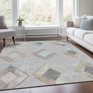 Piper Looms Chantille Geometric ACN2004 Gray Machine Washable Area Rug Lifestyle Image Feature