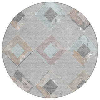 Piper Looms Chantille Geometric ACN2004 Gray Machine Washable Area Rug Round Main Image