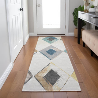 Piper Looms Chantille Geometric ACN2004 Ivory Machine Washable Area Rug Runner Lifestyle Image Feature