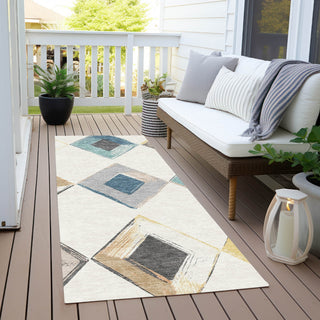Piper Looms Chantille Geometric ACN2004 Ivory Machine Washable Area Rug Runner Outdoor Lifestyle Image Feature