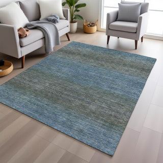 Piper Looms Chantille Geometric ACN2005 Blue Machine Washable Area Rug Lifestyle Image Feature