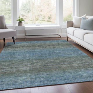 Piper Looms Chantille Geometric ACN2005 Blue Machine Washable Area Rug Lifestyle Image Feature