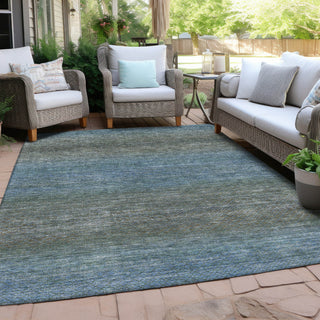 Piper Looms Chantille Geometric ACN2005 Blue Machine Washable Area Rug Outdoor Lifestyle Image Feature
