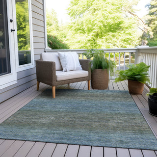 Piper Looms Chantille Geometric ACN2005 Blue Machine Washable Area Rug Outdoor Lifestyle Image Feature