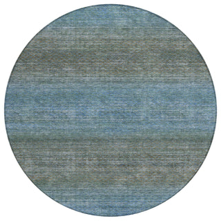 Piper Looms Chantille Geometric ACN2005 Blue Machine Washable Area Rug Round Main Image