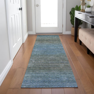 Piper Looms Chantille Geometric ACN2005 Blue Machine Washable Area Rug Runner Lifestyle Image Feature