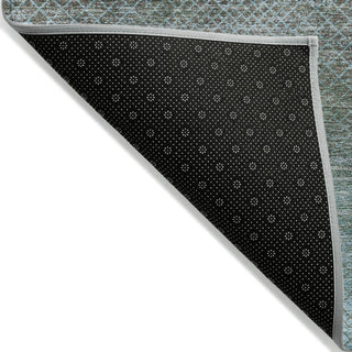 Piper Looms Chantille Geometric ACN2005 Teal Machine Washable Area Rug Backing Image