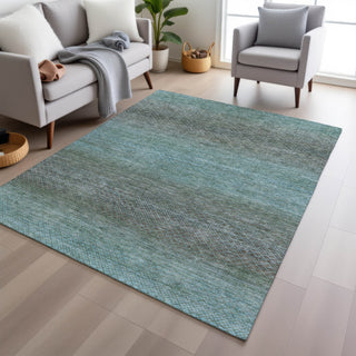 Piper Looms Chantille Geometric ACN2005 Teal Machine Washable Area Rug Lifestyle Image Feature