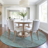 Piper Looms Chantille Geometric ACN2005 Teal Machine Washable Area Rug Round Lifestyle Image Feature