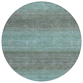 Piper Looms Chantille Geometric ACN2005 Teal Machine Washable Area Rug Round Main Image