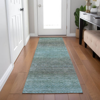 Piper Looms Chantille Geometric ACN2005 Teal Machine Washable Area Rug Runner Lifestyle Image Feature