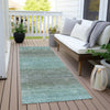 Piper Looms Chantille Geometric ACN2005 Teal Machine Washable Area Rug Runner Outdoor Lifestyle Image Feature