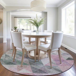 Piper Looms Chantille Geometric ACN2006 Blush Machine Washable Area Rug Round Lifestyle Image Feature