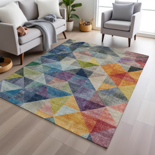 Piper Looms Chantille Geometric ACN2006 Putty Machine Washable Area Rug Lifestyle Image Feature