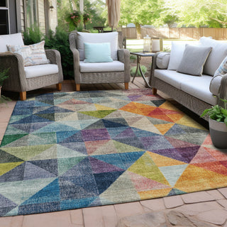 Piper Looms Chantille Geometric ACN2006 Putty Machine Washable Area Rug Outdoor Lifestyle Image Feature