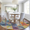 Piper Looms Chantille Geometric ACN2006 Putty Machine Washable Area Rug Round Lifestyle Image Feature