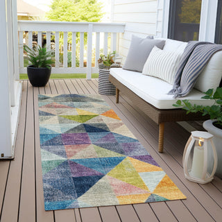 Piper Looms Chantille Geometric ACN2006 Putty Machine Washable Area Rug Runner Outdoor Lifestyle Image Feature