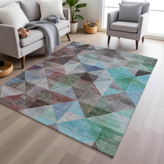 Piper Looms Chantille Geometric ACN2006 Silver Machine Washable Area Rug Lifestyle Image Feature