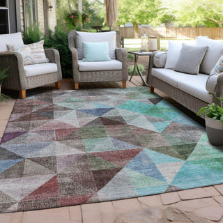 Piper Looms Chantille Geometric ACN2006 Silver Machine Washable Area Rug Outdoor Lifestyle Image Feature